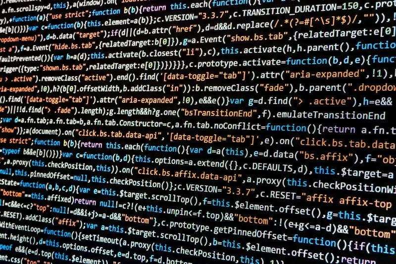 Código JavaScript en una pantalla