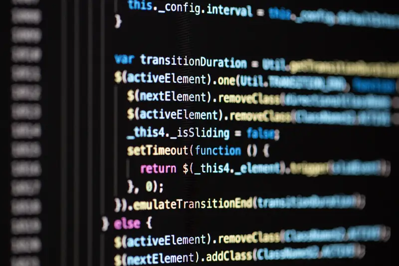 Código de programación en un editor de fondo oscuro